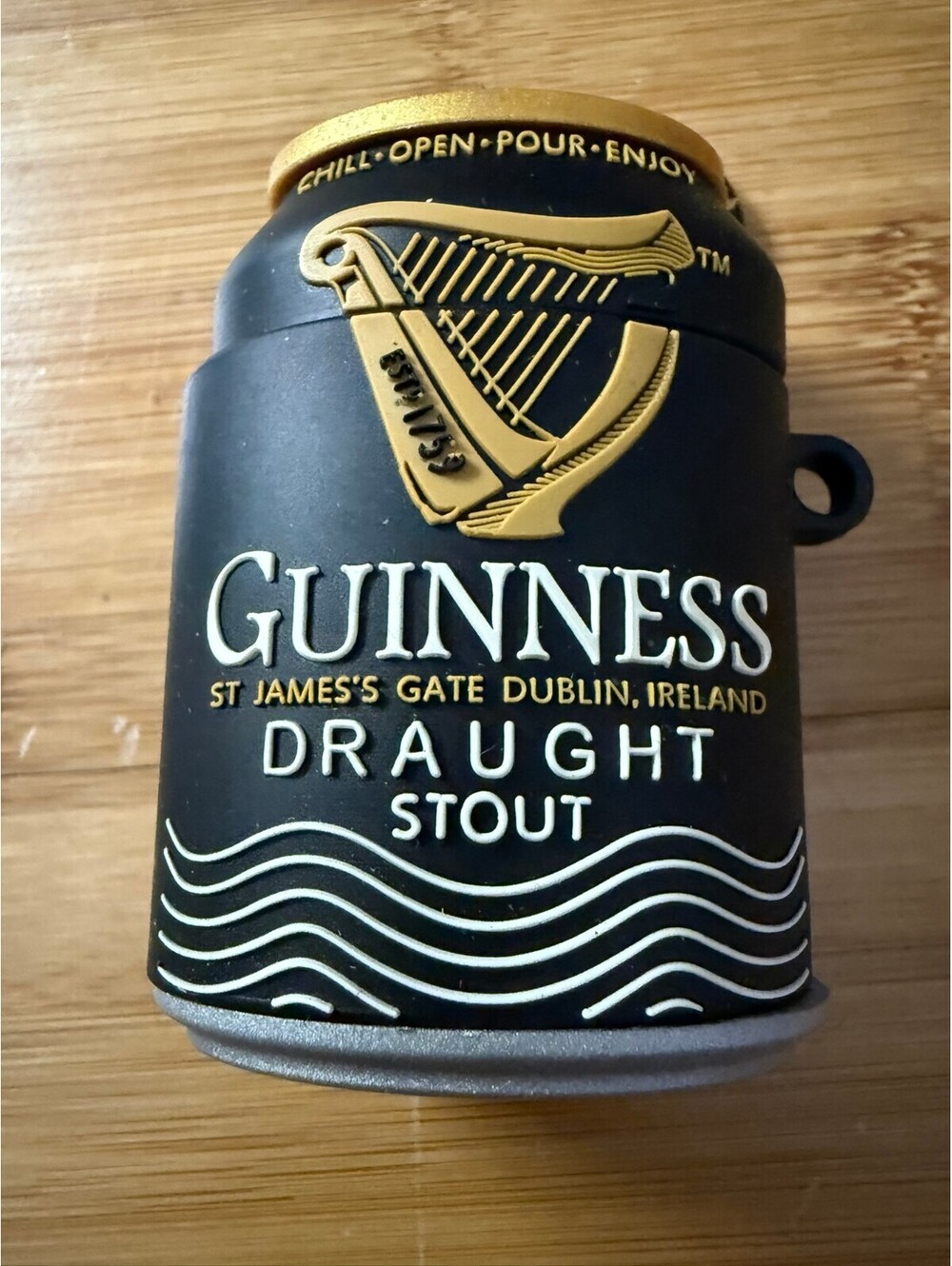 Guinness Draught Stout Can Silicone Keychain Airpods gen 1 -2 case or bag charm